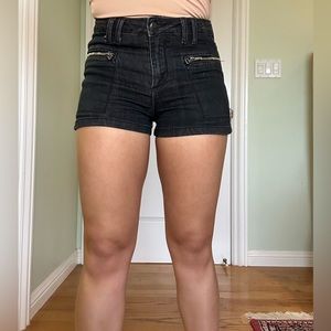 Black denim biker shorts